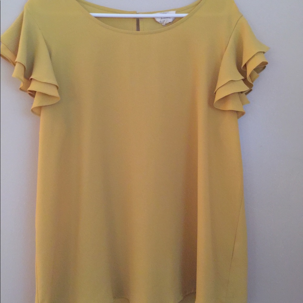 Yellow ruffle sleeve blouse